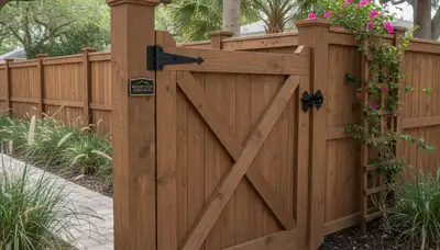 Custom gate and fence installation in Bradenton, FL by Chop Chop Landscaping showcasing quality craftsmanship