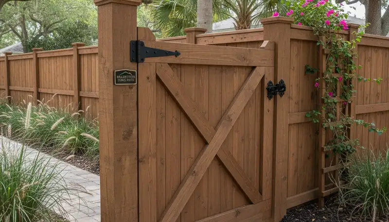 Custom gate and fence installation in Bradenton, FL by Chop Chop Landscaping showcasing quality craftsmanship