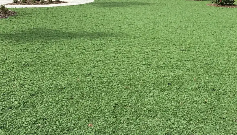 Freshly hydroseeded lawn with full green slurry coverage in Bradenton, FL by Chop Chop Landscaping