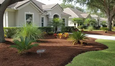 Fresh mulch installation in Bradenton FL with clean edges and vibrant coverage by Chop Chop Landscaping