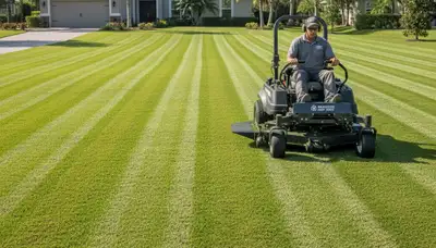 Close-up of freshly mowed green grass showing uniform cut and clean edges by Bradenton FL lawn care experts