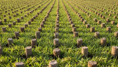 Close-up of soil core plugs from professional lawn aeration service in Bradenton, FL